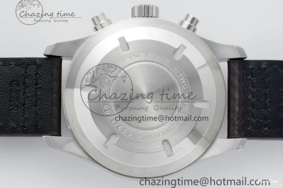 MIROTIME 0509 Pilot Chrono SS AZF 1:1 Best Edition Black Dial Orange Markers on Brown Leather Strap A EasyCare 7065